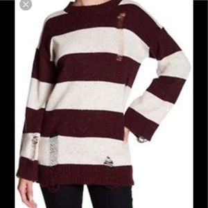 Abound Red Striped distresses pullover